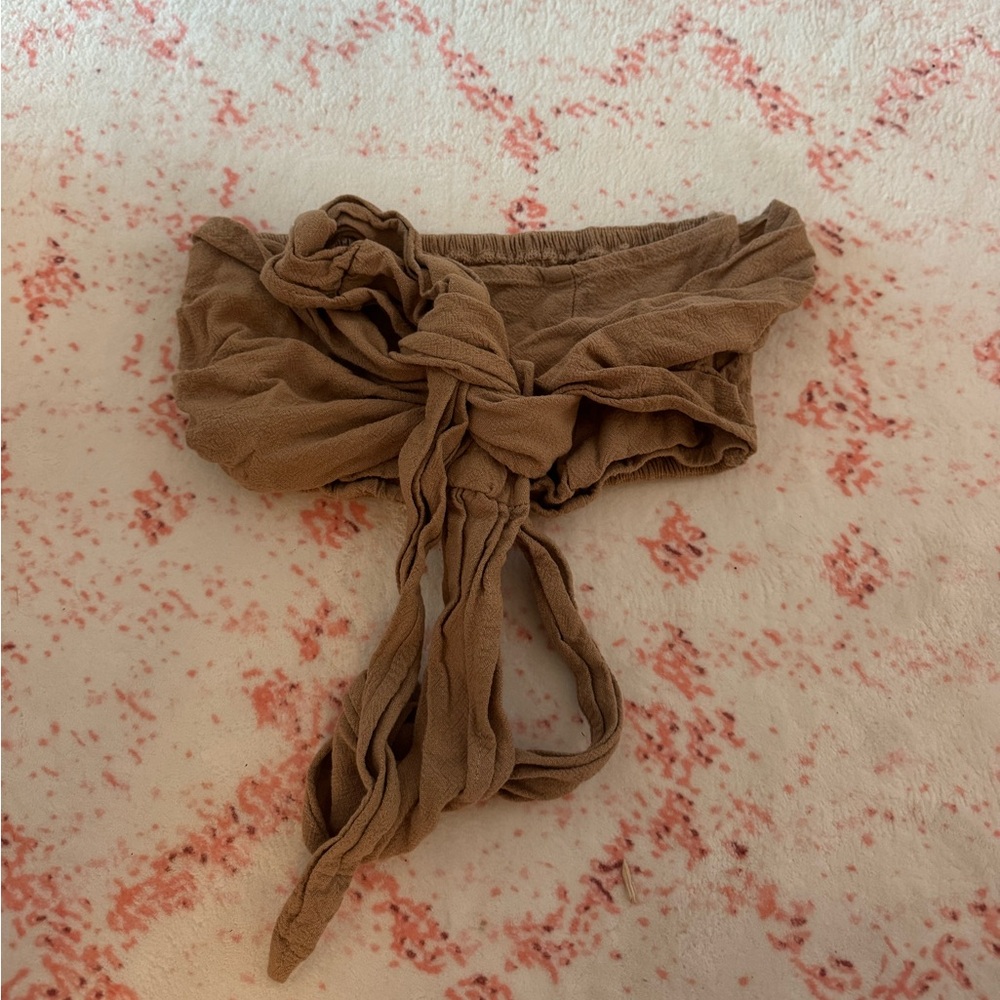 Tan Knotted Bandeau Top